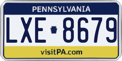 PA license plate LXE8679