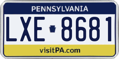 PA license plate LXE8681