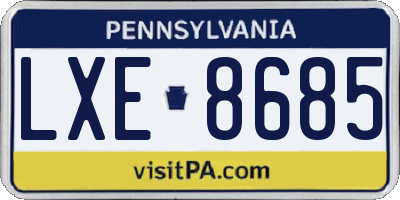 PA license plate LXE8685