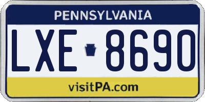 PA license plate LXE8690
