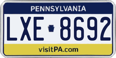 PA license plate LXE8692