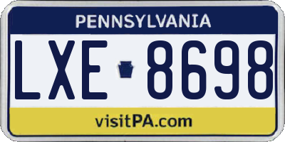 PA license plate LXE8698