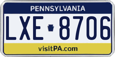 PA license plate LXE8706