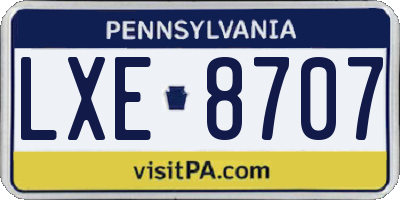 PA license plate LXE8707