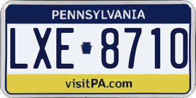 PA license plate LXE8710