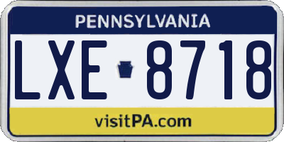 PA license plate LXE8718