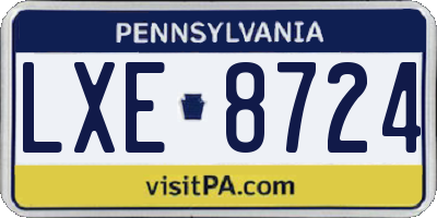 PA license plate LXE8724
