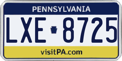 PA license plate LXE8725