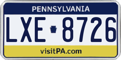 PA license plate LXE8726