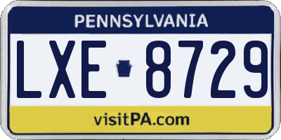 PA license plate LXE8729