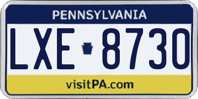 PA license plate LXE8730