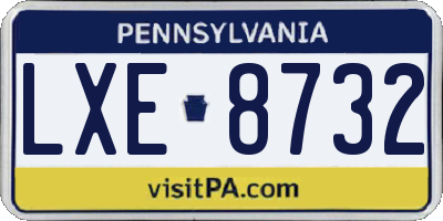 PA license plate LXE8732