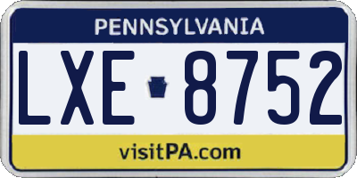 PA license plate LXE8752