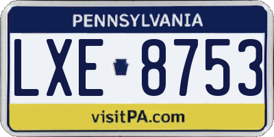 PA license plate LXE8753