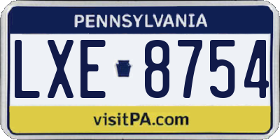PA license plate LXE8754