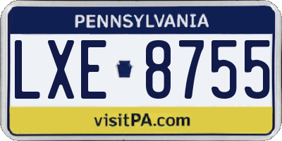 PA license plate LXE8755