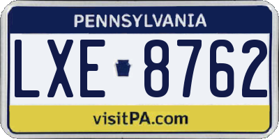 PA license plate LXE8762