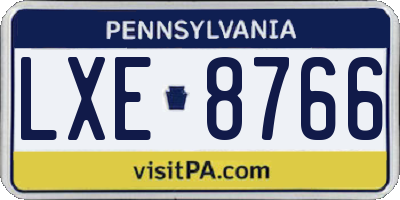 PA license plate LXE8766