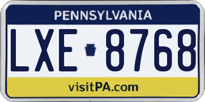 PA license plate LXE8768
