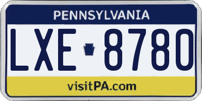 PA license plate LXE8780