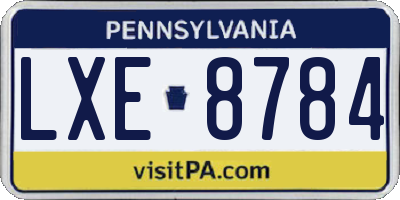 PA license plate LXE8784