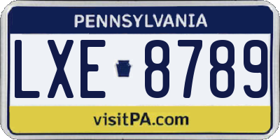 PA license plate LXE8789