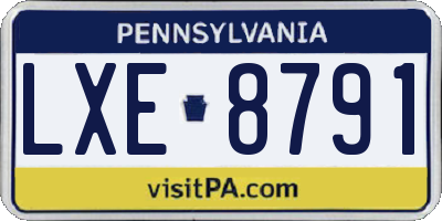 PA license plate LXE8791