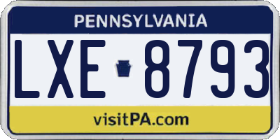 PA license plate LXE8793