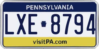 PA license plate LXE8794