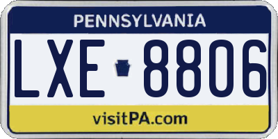 PA license plate LXE8806