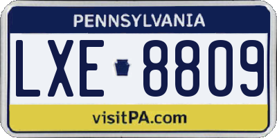 PA license plate LXE8809