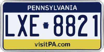 PA license plate LXE8821