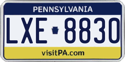 PA license plate LXE8830