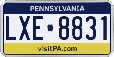 PA license plate LXE8831