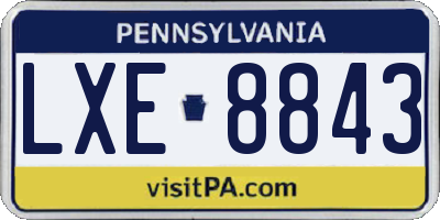 PA license plate LXE8843