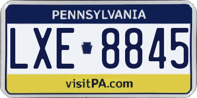 PA license plate LXE8845