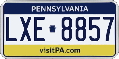 PA license plate LXE8857