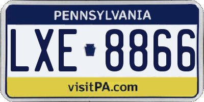 PA license plate LXE8866