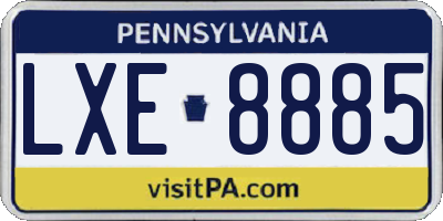 PA license plate LXE8885
