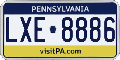 PA license plate LXE8886