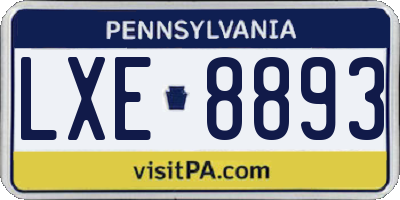 PA license plate LXE8893