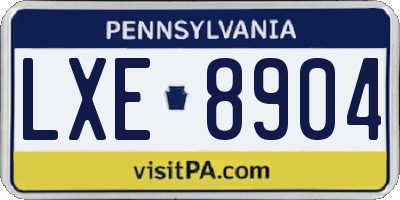 PA license plate LXE8904