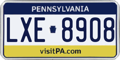 PA license plate LXE8908