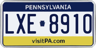 PA license plate LXE8910