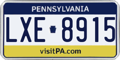 PA license plate LXE8915