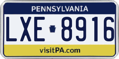 PA license plate LXE8916