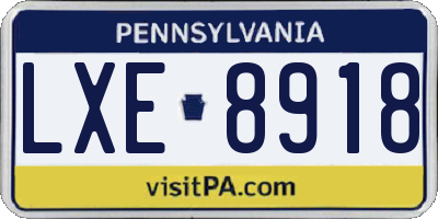 PA license plate LXE8918