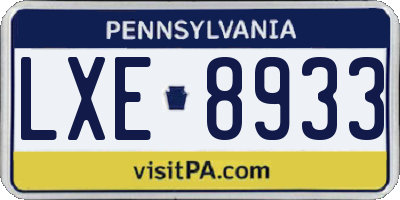 PA license plate LXE8933