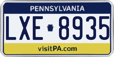 PA license plate LXE8935