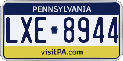 PA license plate LXE8944